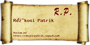 Rákosi Patrik névjegykártya